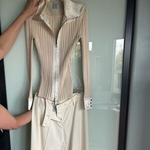 Vintage CAbi Cream Jumpsuit with Silver Details